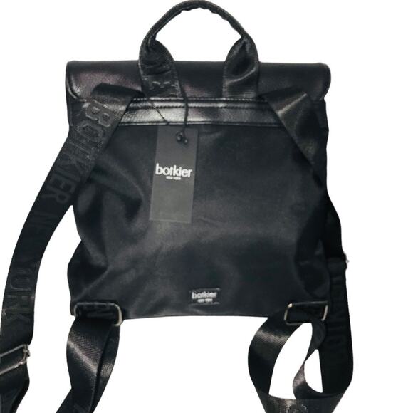 Botkier New York Black Shiny Canvas Faux Leather Small Backpack - Picture 2 of 5